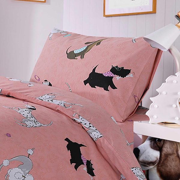 Kids Cute Pups Duvet Cover Set Boys Girls Cartoon Dogs Bedding Animal Print Bed Sets