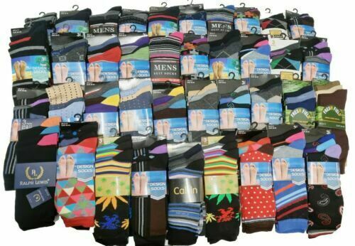 36 Pairs of Mens Socks Random Multi Pattern Multipack Wholesale Job Lot Mystery Socks UK Size 6-11
