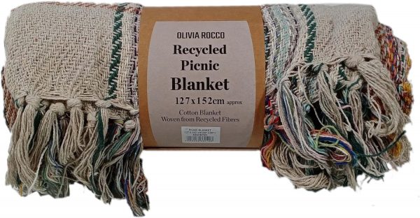 Picnic Blanket – Recycled Cotton Throw – Camping Beach Garden