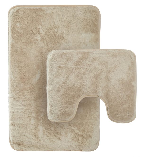 soft fluffy plush bath mat set and padestal matm 2 piece brown