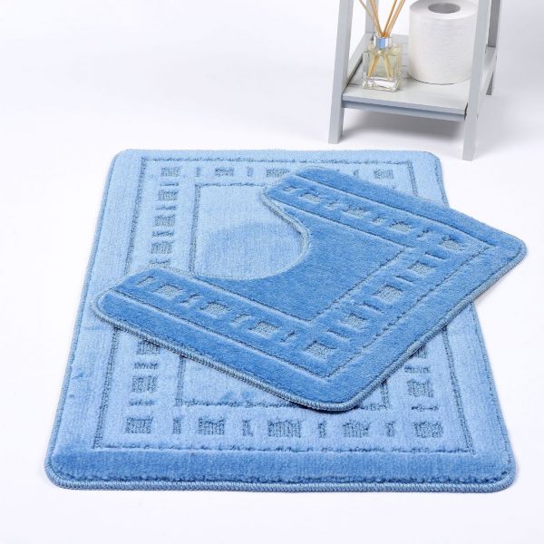 blue Bath Mat Greek Style