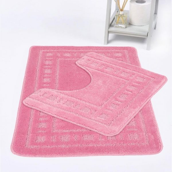 pink Bath Mat Greek Style