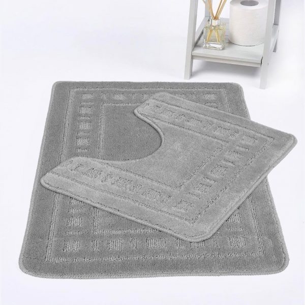 silver grey Bath Mat Greek Style