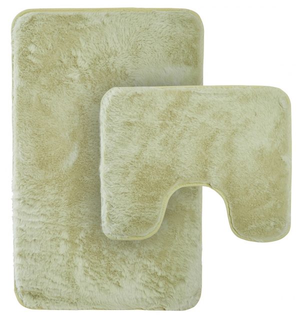 soft fluffy plush bath mat set and padestal matm 2 piece green