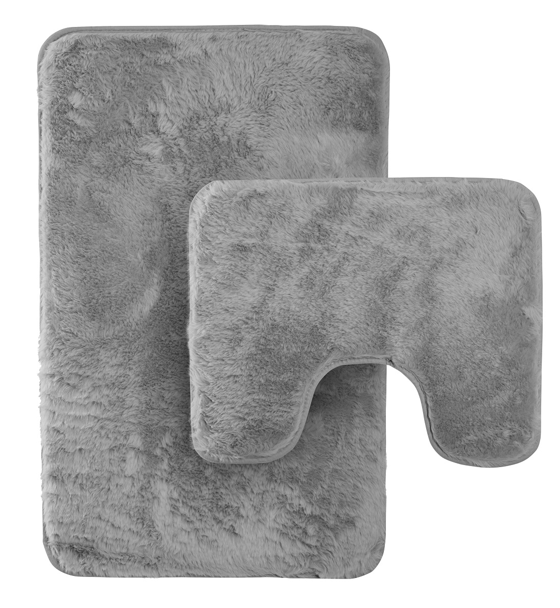 soft fluffy plush bath mat set and padestal matm 2 piece grey silver