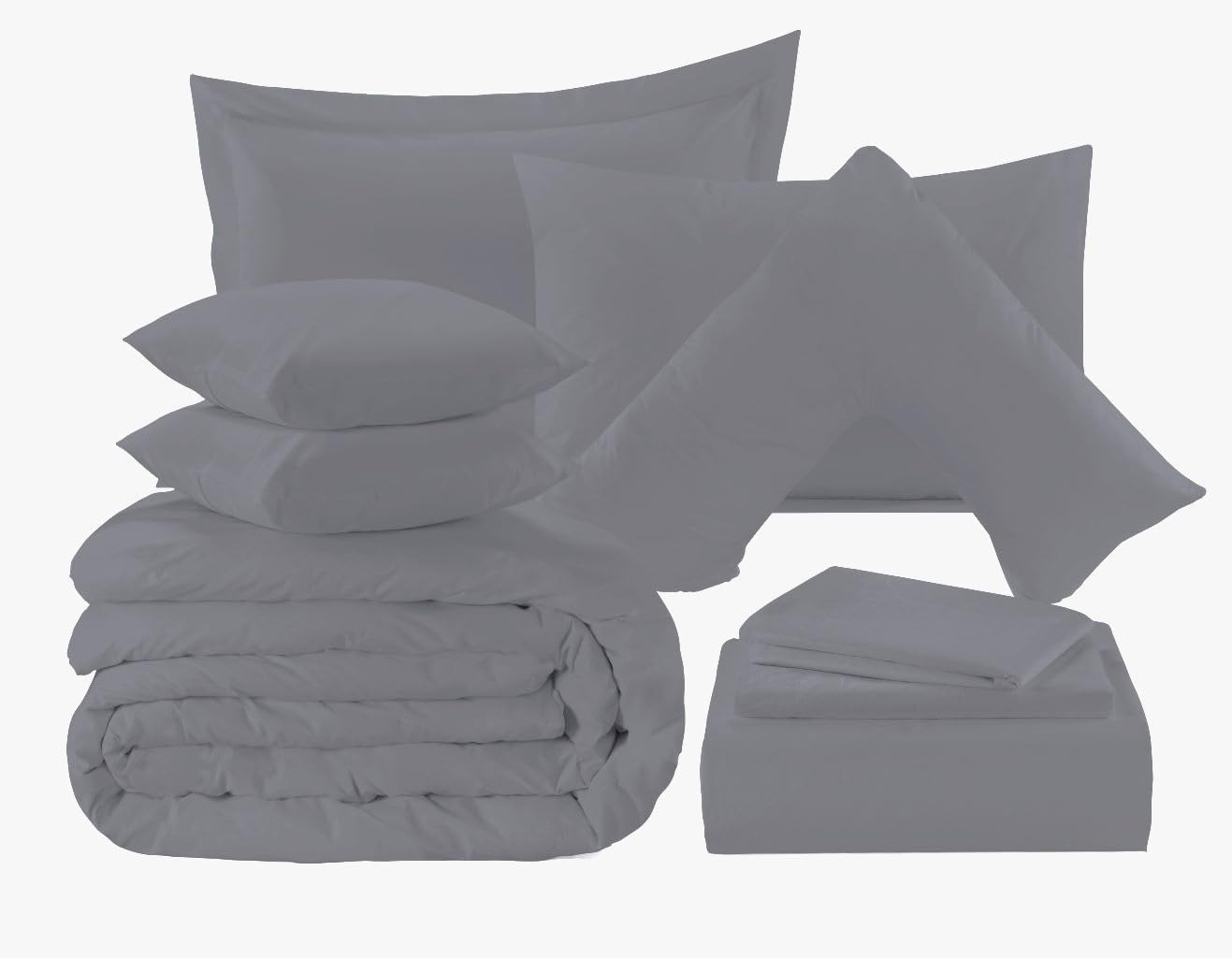 Plain Dye Grey Bedding Set, Complete Bedding Collection, Grey Bed Linen Sets 1 Plain Dye Grey Bedding Set, Complete Bedding Collection, Grey Bed Linen Sets