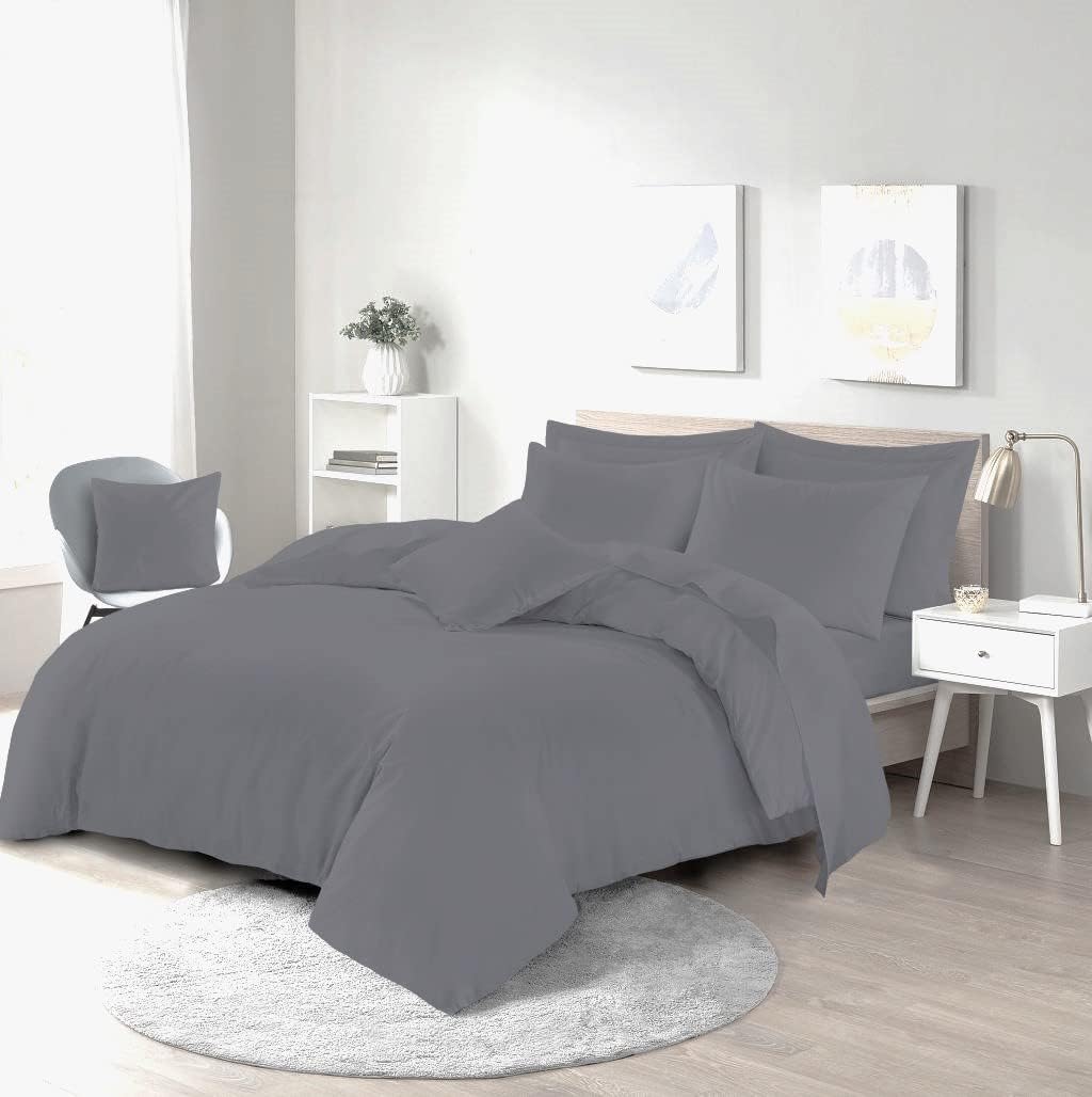 Plain Dye Grey Bedding Set, Complete Bedding Collection, Grey Bed Linen Sets 2 Plain Dye Grey Bedding Set, Complete Bedding Collection, Grey Bed Linen Sets