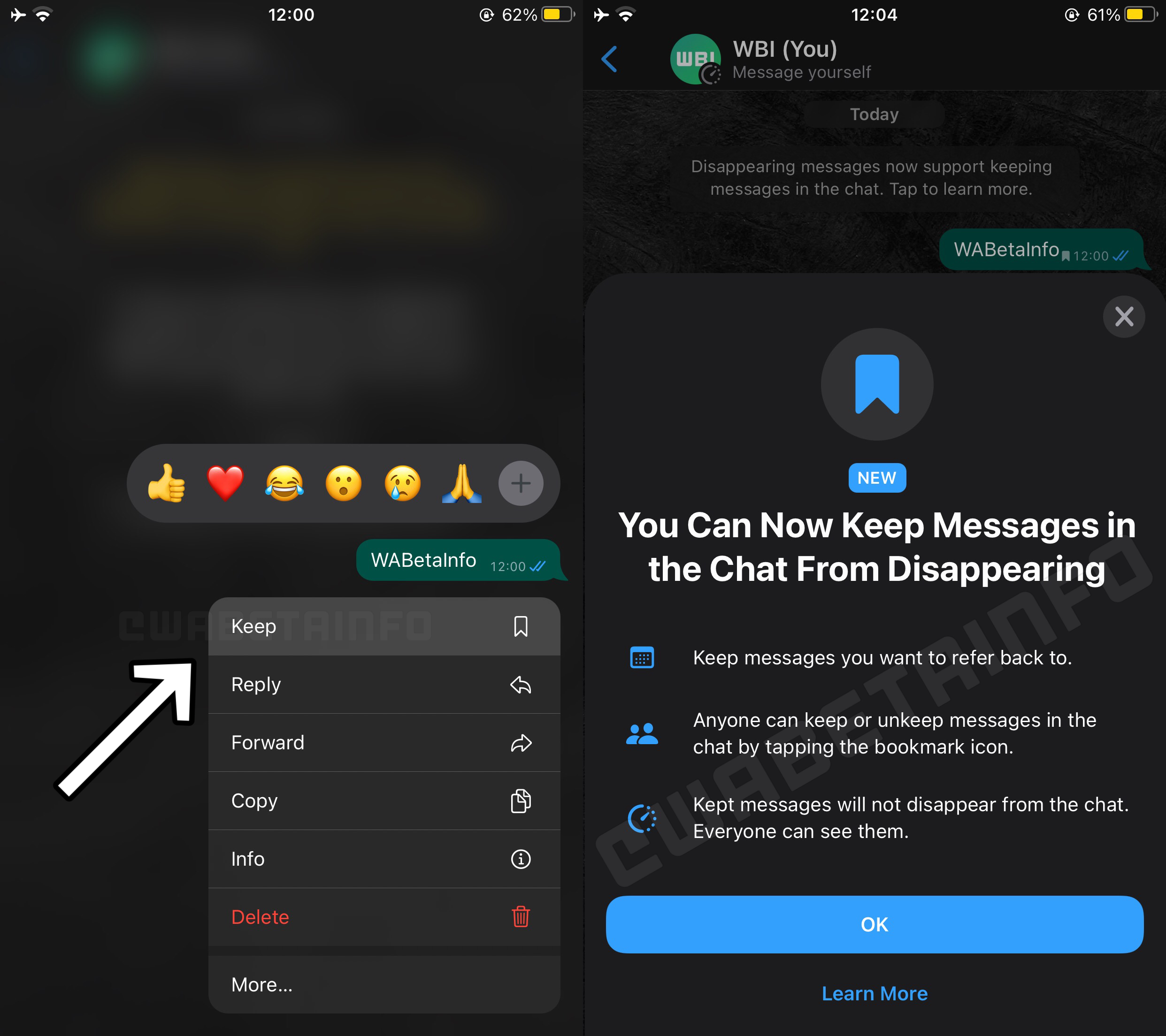 WhatsApp is releasing a feature to keep messages from disappearing on