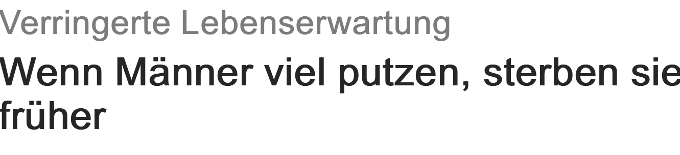 Putzende  Männer sterben früher 