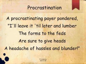 Procrastination Limerick 20221211