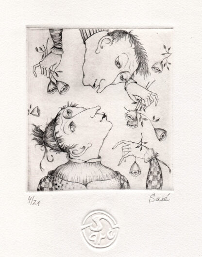 "Love" Evgenia Saré (FR) drypoint