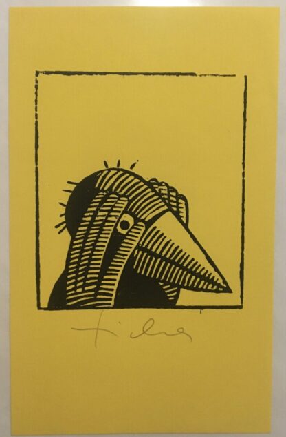 Bird on yellow paper 5, Hans Ticha