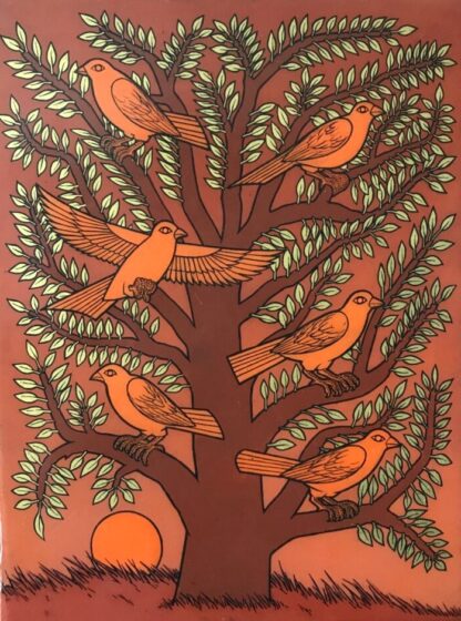 Niall Dooley (IRL) Gold Leaf Tree(2024) Acrylic on board 30x40cm