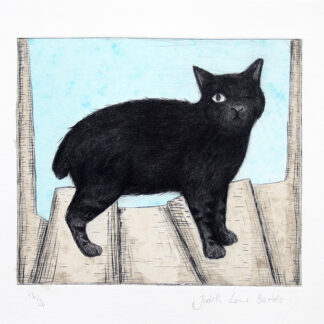 "Katze auf drei Beinen" Judith Lena Bartels (DE) drypoint engraving