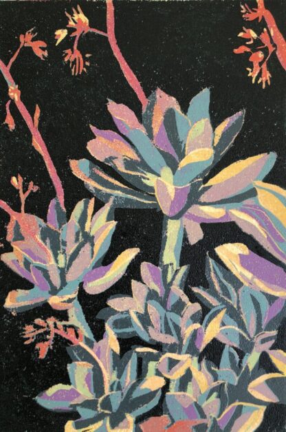 "Succulents #6" Cynthia Back (US) Reduction Woodcut