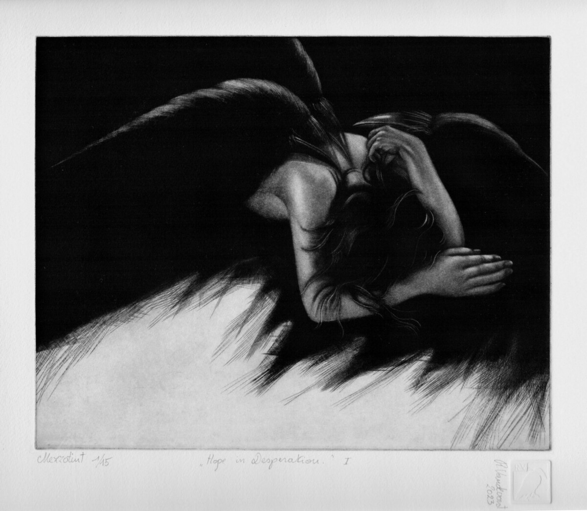 "Hope in desperation 1" Rita Vandervost (BE) Mezzotint
