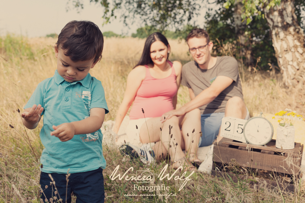 Babybauchshooting am Feld mit Christina