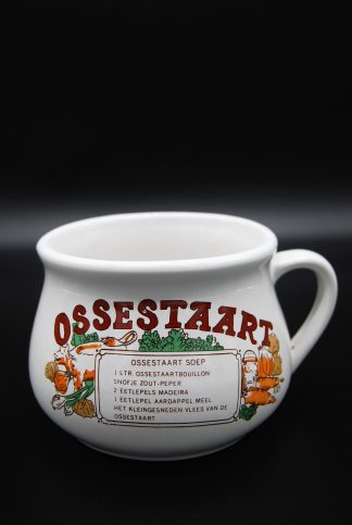 Vintage soepkom met recept ossestaartsoep