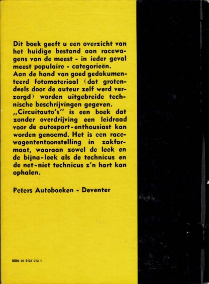 Vintage boek uit 1974-Circuitauto's - Technisch rapport van Eddie Guba
