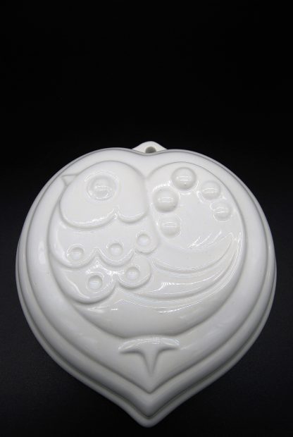 Witte aardewerk puddingvorm Hart-Vogel-Wit