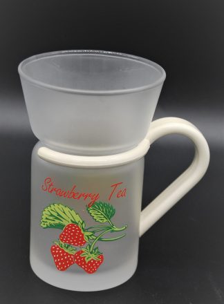 Vintage theeglas Strawberry Tea-matglas met kunststof oor