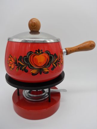 Vintage Fonduestel rood jaren 70