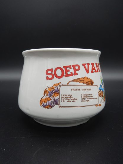 vintage Soepkom soep van de dag Franse uiensoep - Heldere ossenstaartsoep