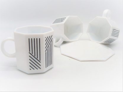 Arcopal octagonal witte koffiekopjes