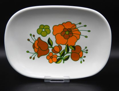 Tefal melamine jaren 70 schaaltje wit met oranje bloemen