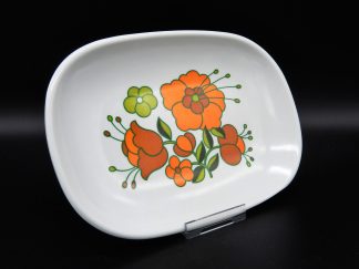 Vintage Tefal melamine schaaltje wit met oranje bloemen