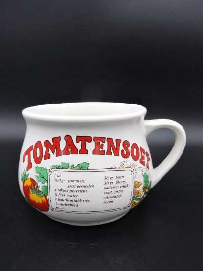 Vintage soepkom-Tomatensoep recept met afbeelding 1 oor.