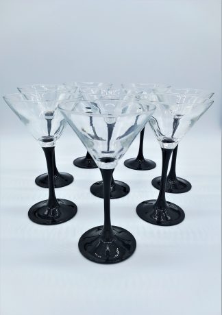 Vintage Luminarc Domino Cocktailglazen zwarte voet