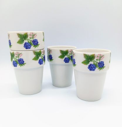 Bekers met afbeeldingen van Bramen (Bohemia servies, set van 4)