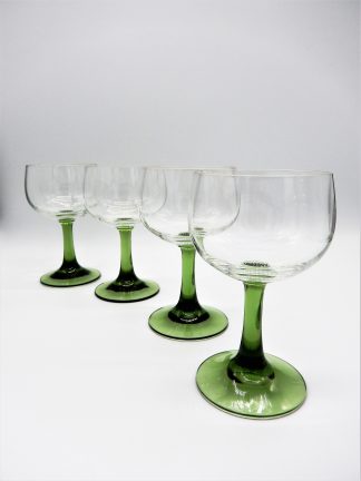 Vintage wijnglas groene voet jaren 70