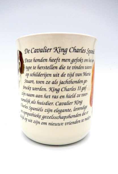 Beker met beschrijving van cavalier king charles spaniel