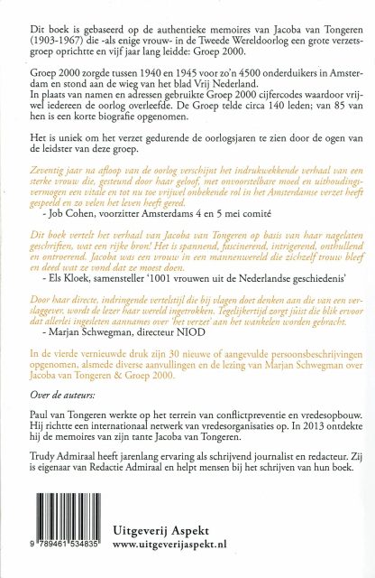 ISBN 9789461534835 Jacoba van Tongeren en de onbekende verzetshelden van Groep 2000