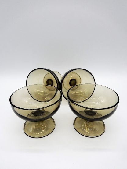 Vintage Luminarc coupeschaaltjes rookglas (set van 4)
