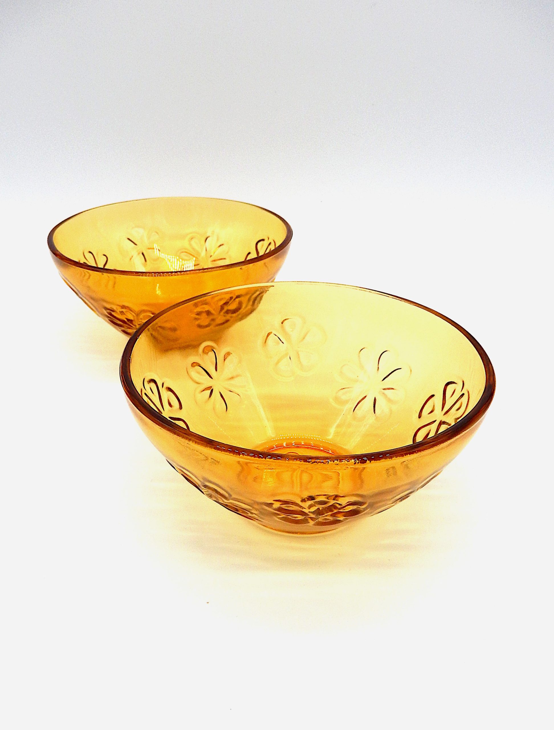 Vintage Vereco France amber schaaltje 11cm