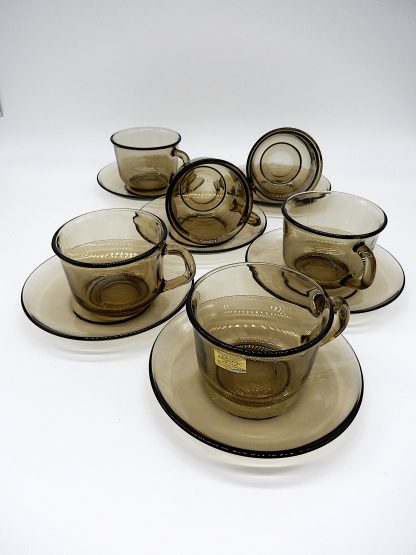 Arcoroc Rookglas kop en schotel, set van zes