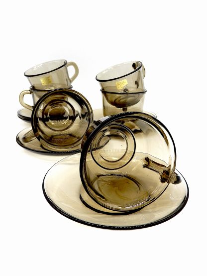Prachtige vintage rookglas set koffie kop en schotel