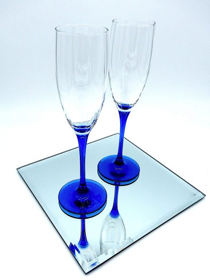 Vintage Luminarc Champagne flutes Neptune blauwe steel en voet