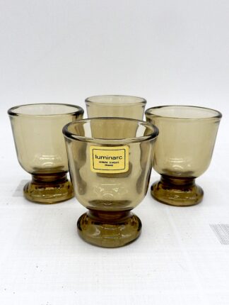 Vintage Luminarc rookglas eierdopjes (set van 4)