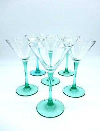 Vintage Luminarc France Martini Cocktail glas op turquoise voet