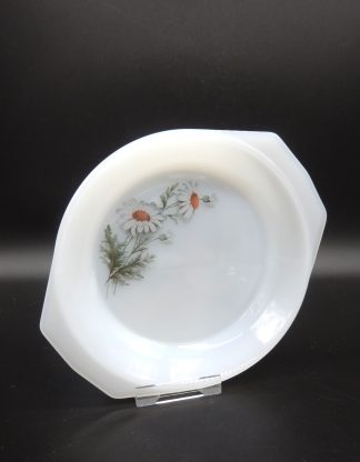 Arcopal Marguerite serveer schaaltje - Witte bloemen - Madelief Daisy Margriet - vintage melkglas