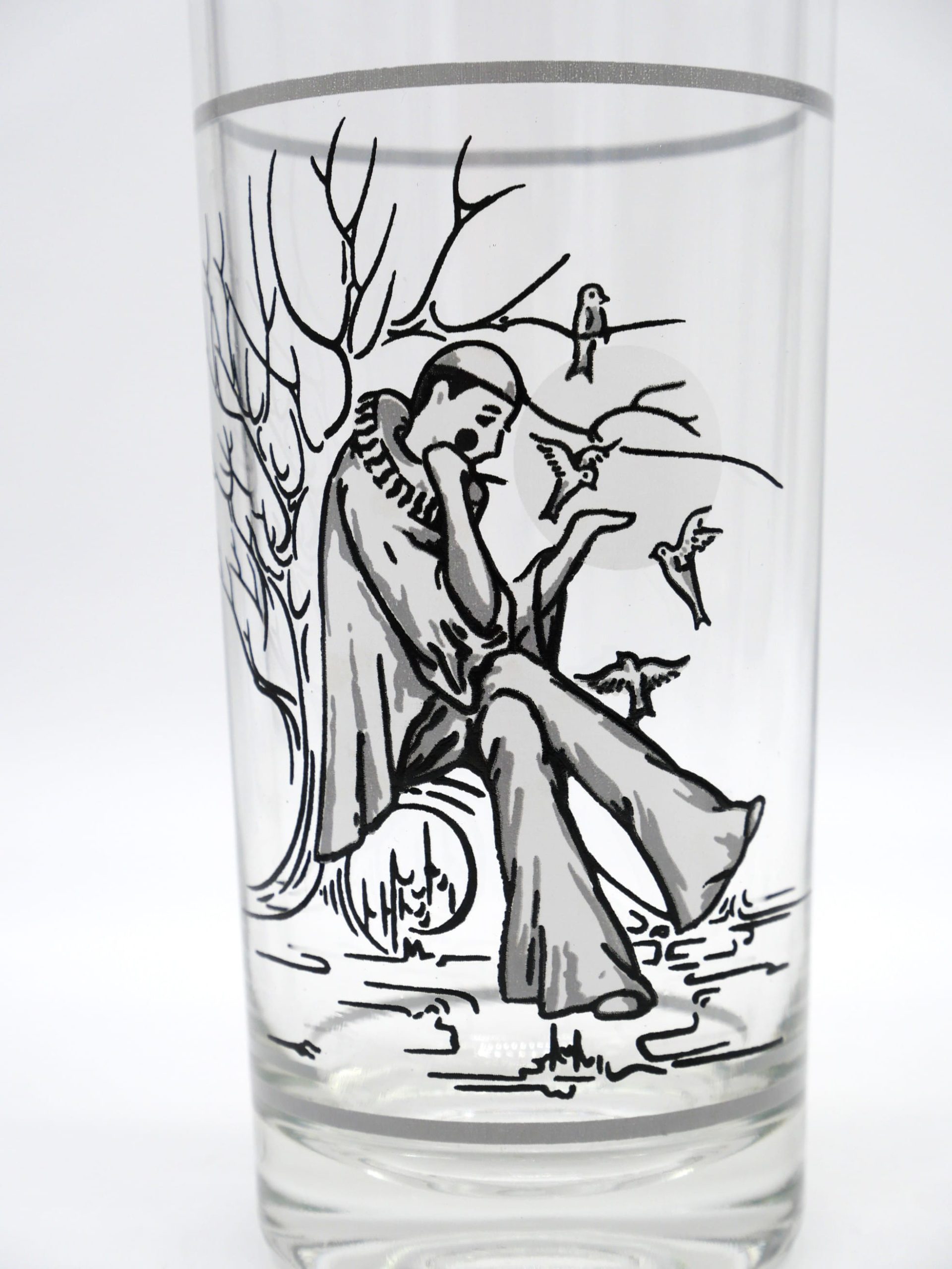 Pierrot -witte clown drinkglazen, set van 2 - vintage set