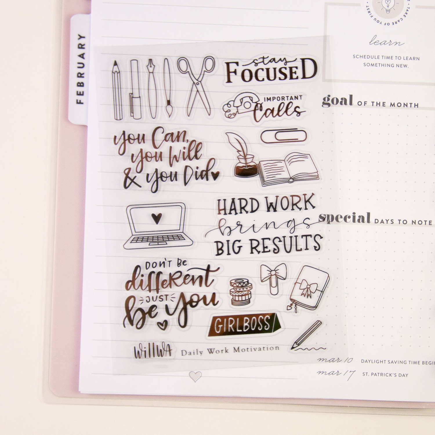 Daily Work Motivation Sticker Sheet Design by Willwa