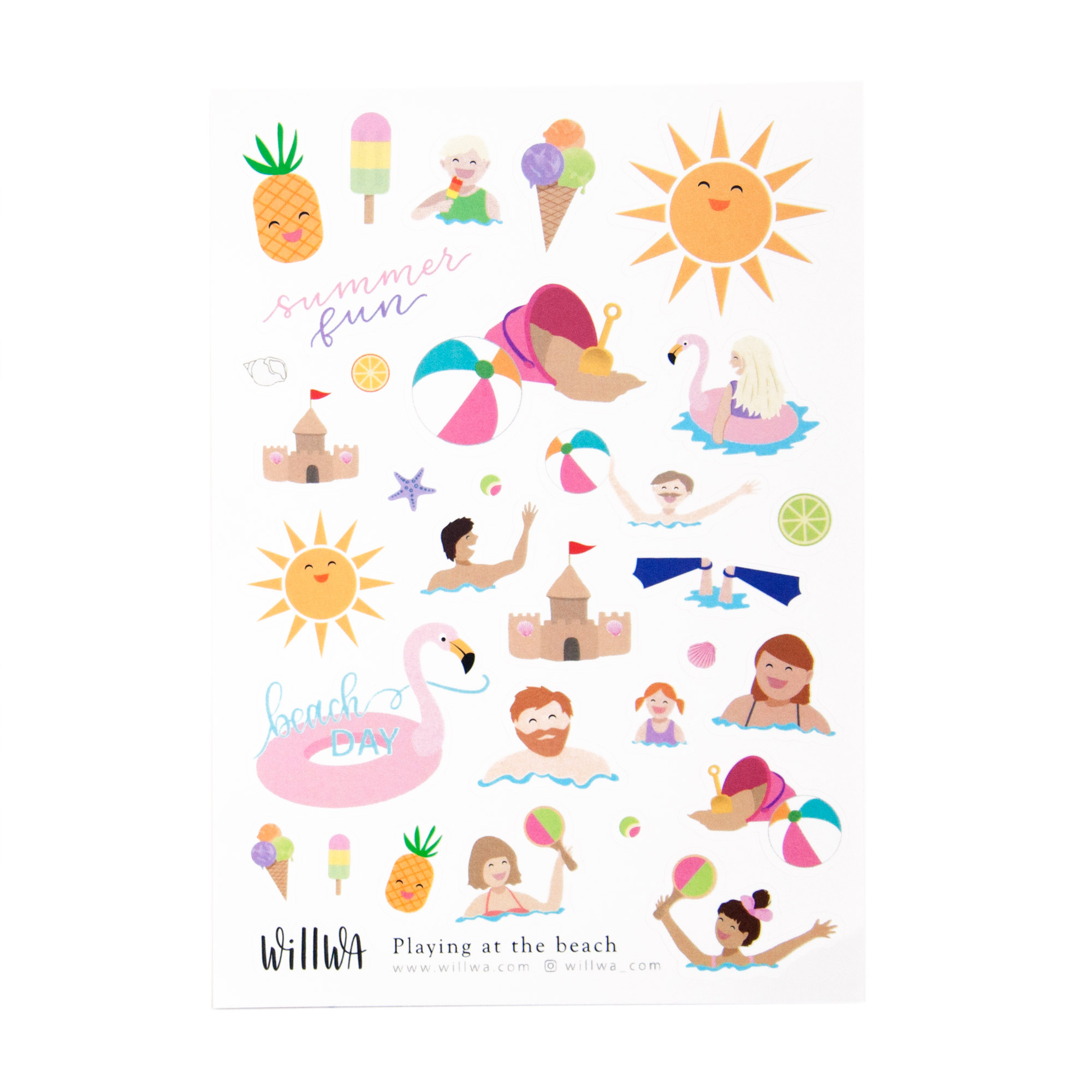 Playing at the Beach Sticker Sheet - Design by Willwa