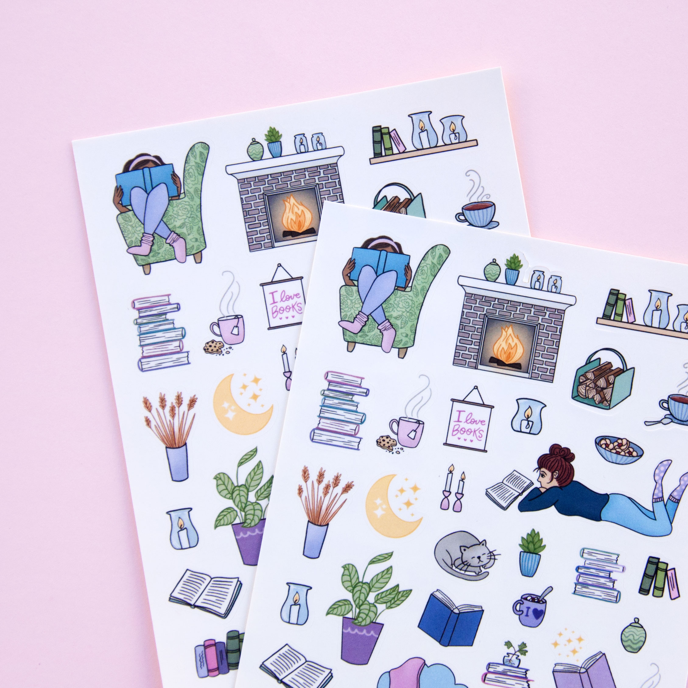 Girls Love to Read Sticker Sheet - Design by Willwa