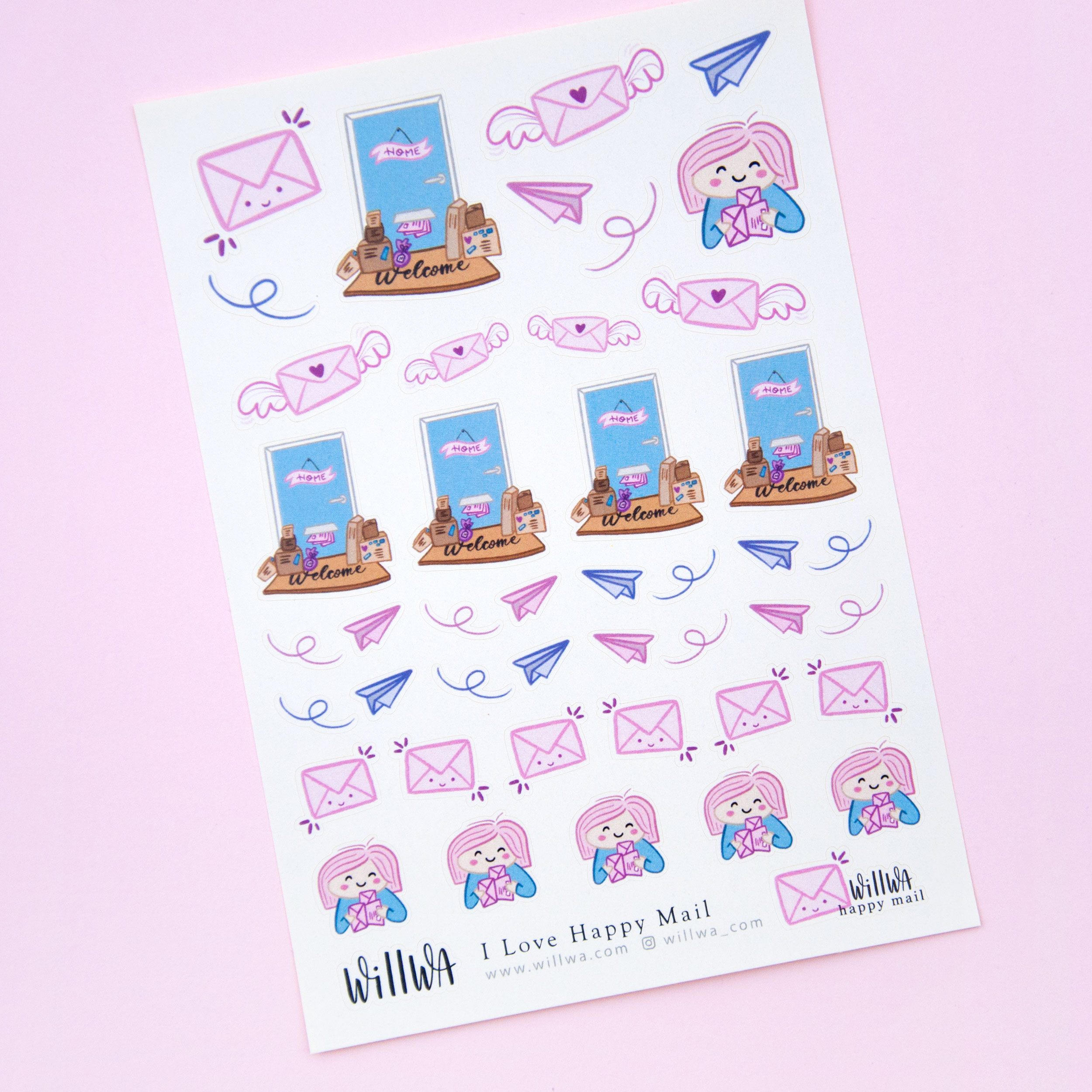 I Love Happy Mail Sticker Sheet - Design by Willwa