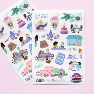 Let's Meet For Fika Sticker Sheet - Design by Willwa